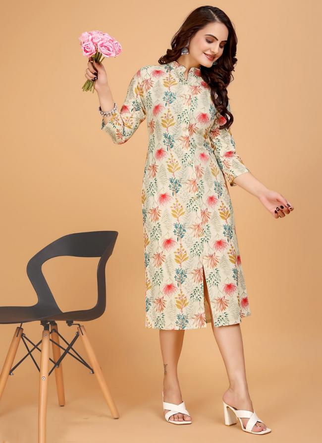 Rayon Multi Colour Office Wear Printed Readymade Kurti With Pant